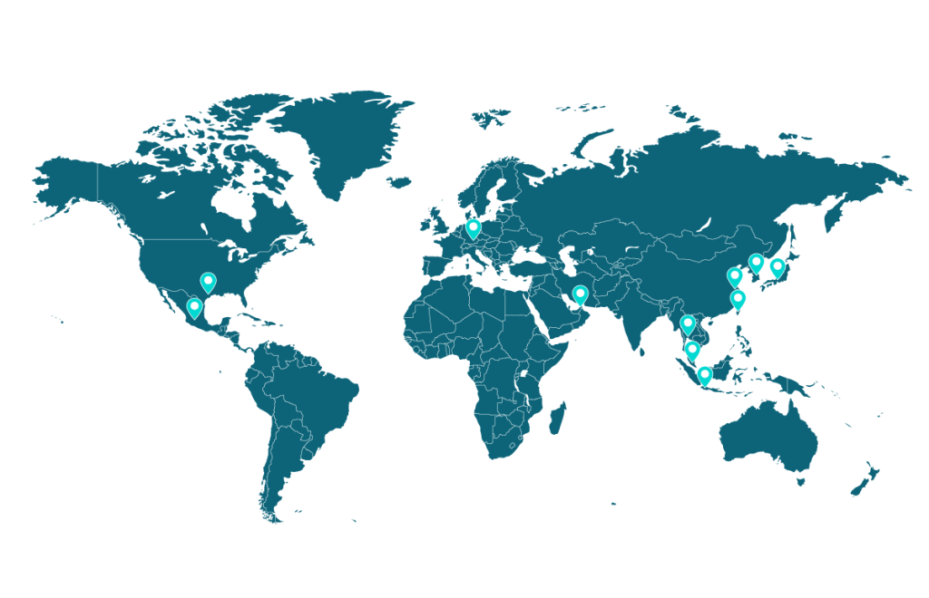 World map of PILLAR Offices